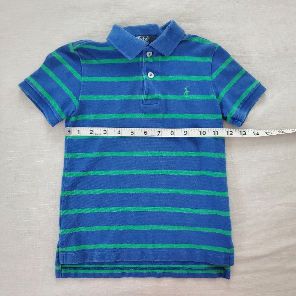 Polo by Ralph Lauren Kids Blue and Green Striped Shirt Kids 6 Retro Boys - Picture 5 of 7